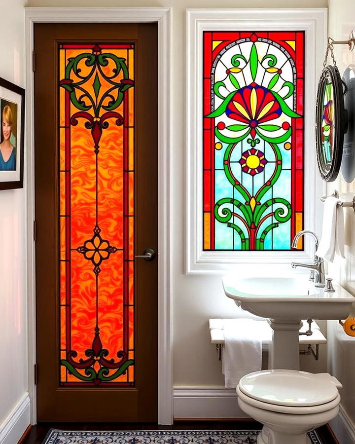 Stained Glass Pocket Door for Art Deco Vibes