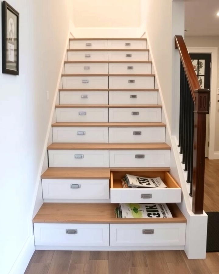 Staircase with Built In Storage