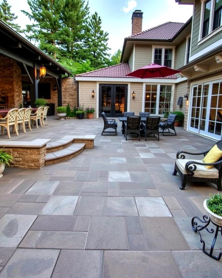 Stamped Concrete Deck with Stone Patterns