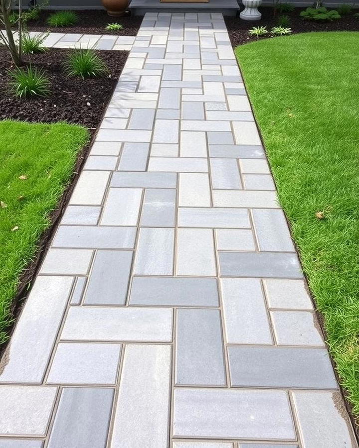 Stamped Concrete Grey Walkway