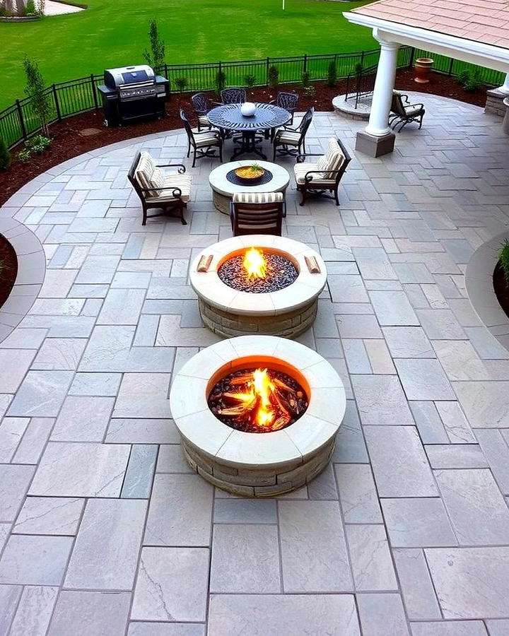 Stamped Concrete Patio with Fire Pit and Dining Area