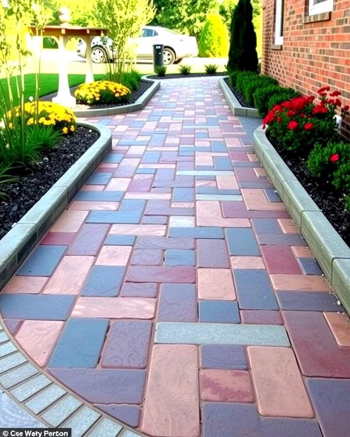 Stamped Concrete Paver Walkway