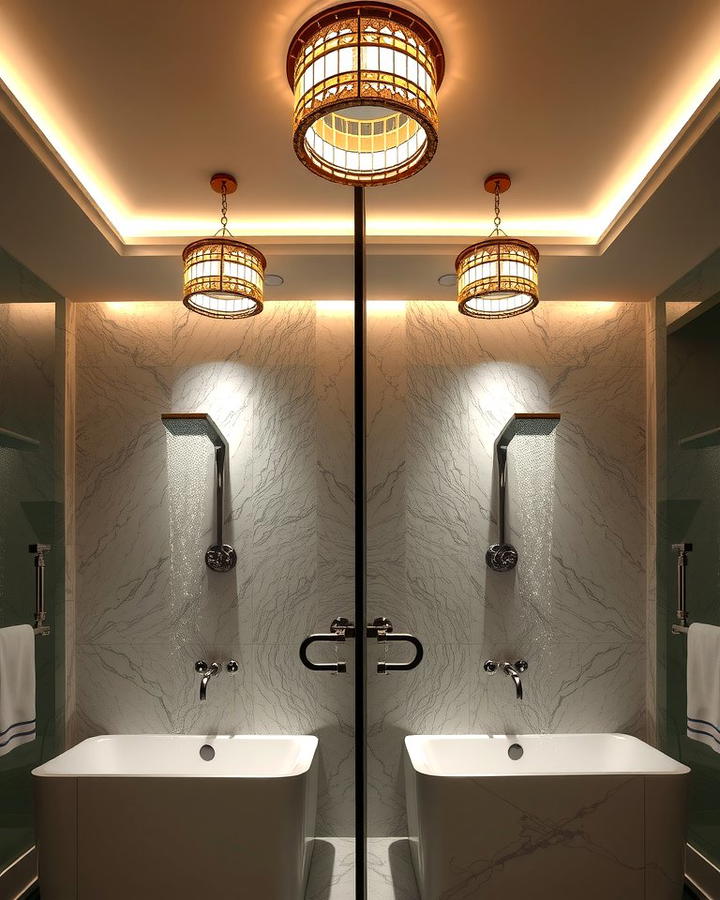 Statement Lighting Above Showers