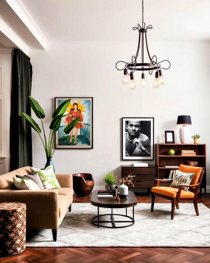 Statement Lighting Fixtures for Eclectic Living Room