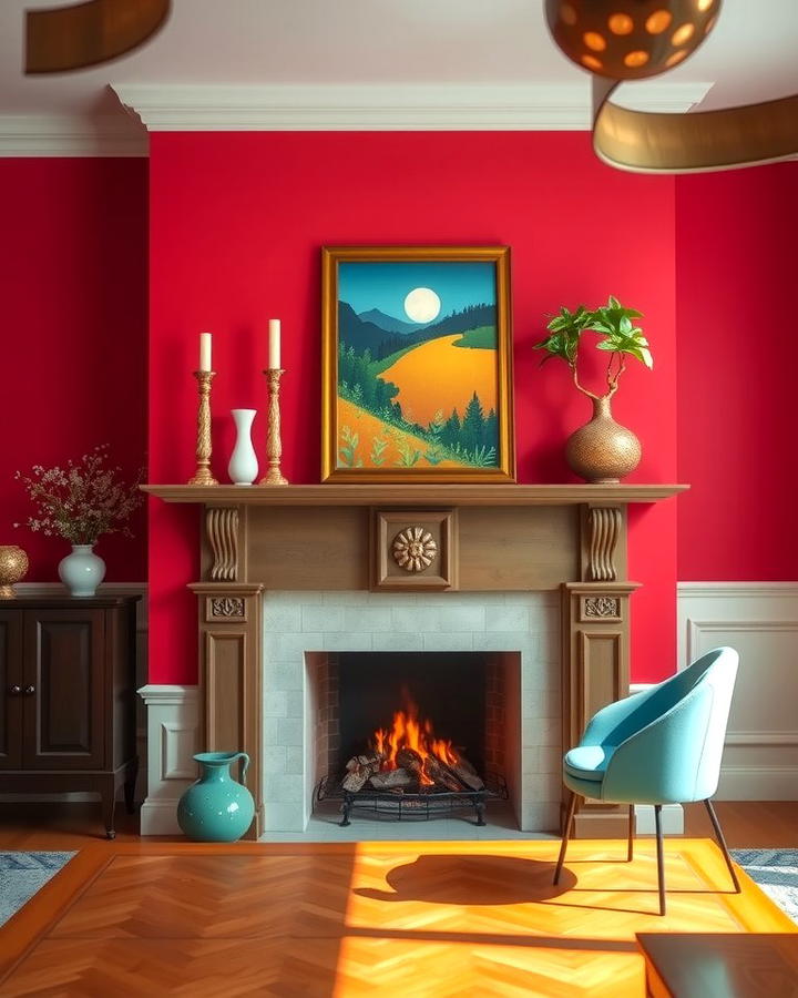 Statement Mantel with Bold Artwork