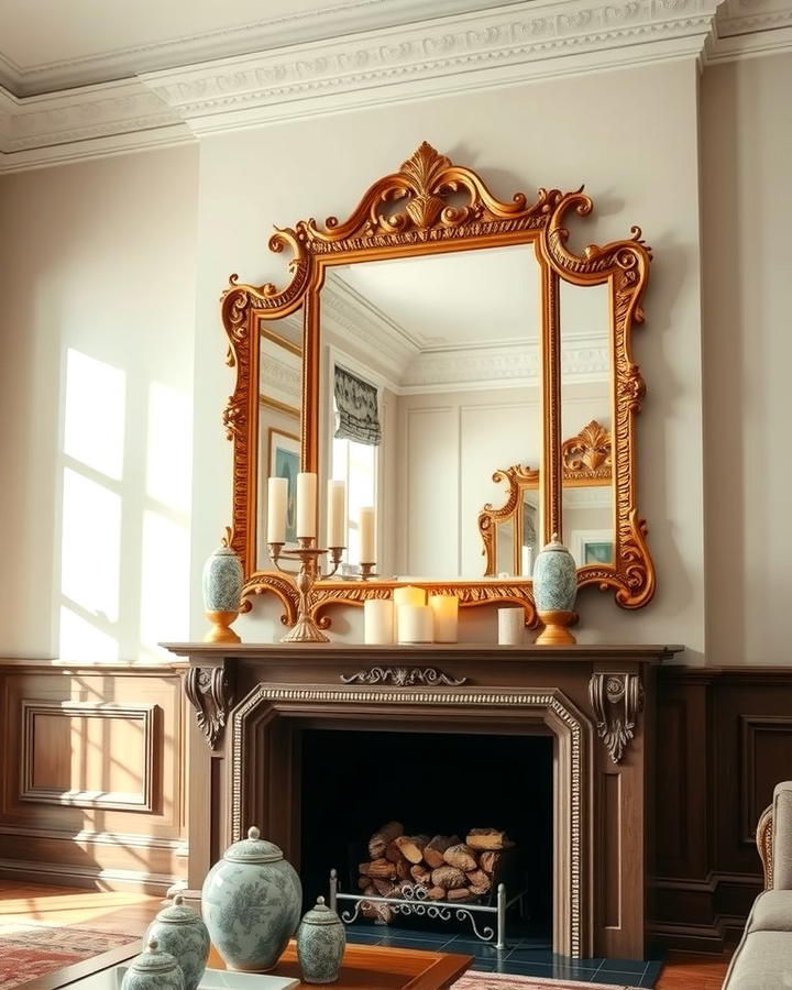 Statement Mirror Above the Mantel