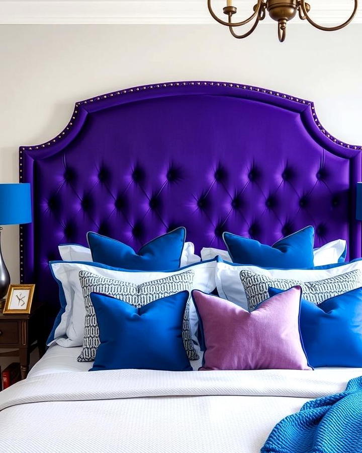 Statement Purple Headboard with Blue Details