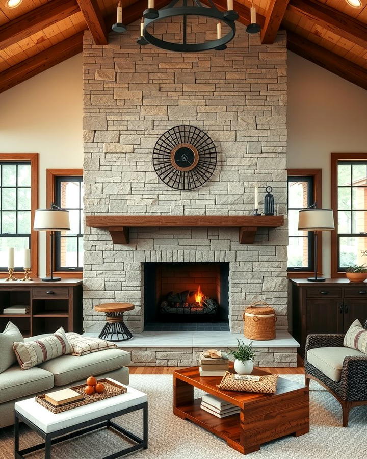 Statement Stone Fireplace for Rustic Warmth