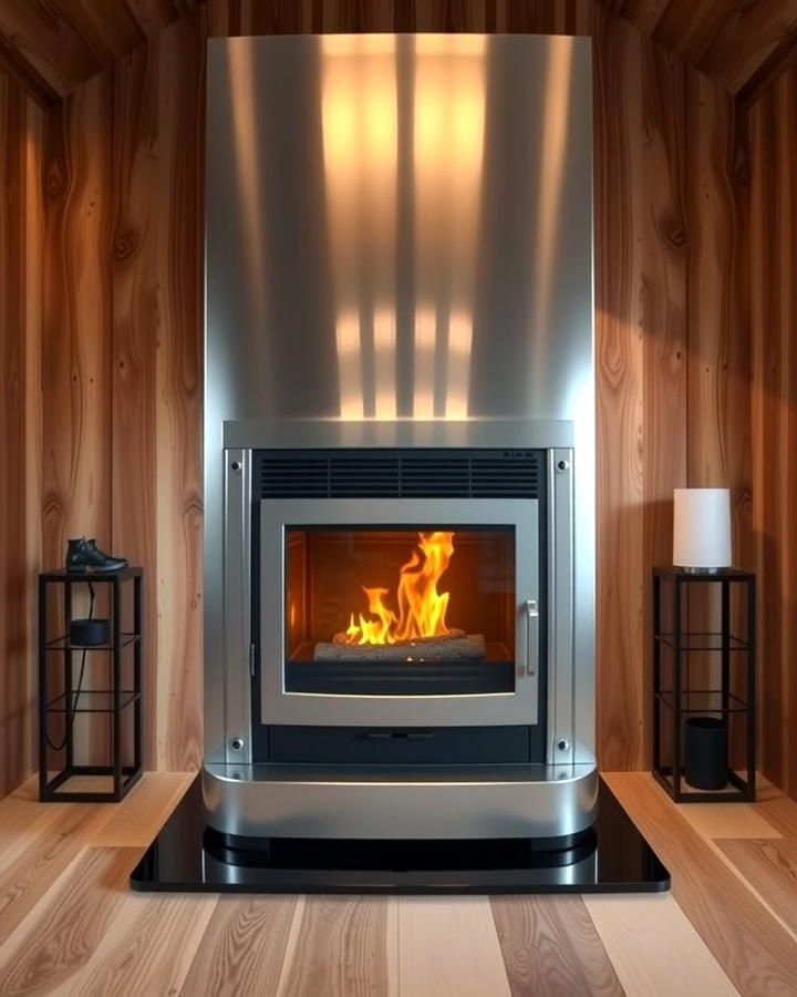 Steel Fireplace with Modern Touches