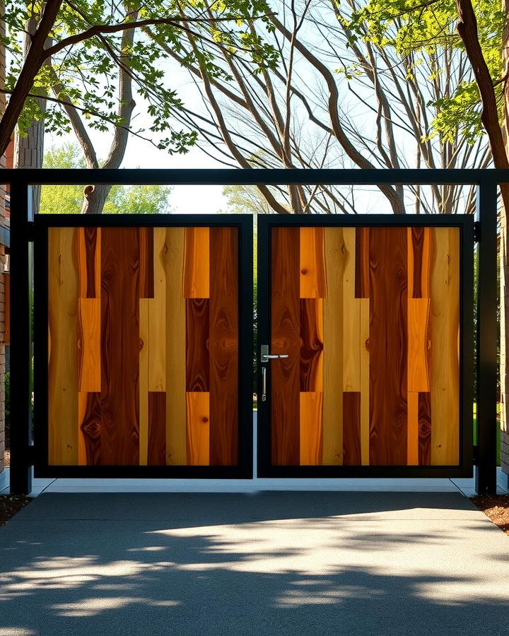 Steel Frame Gate with Wood Panels