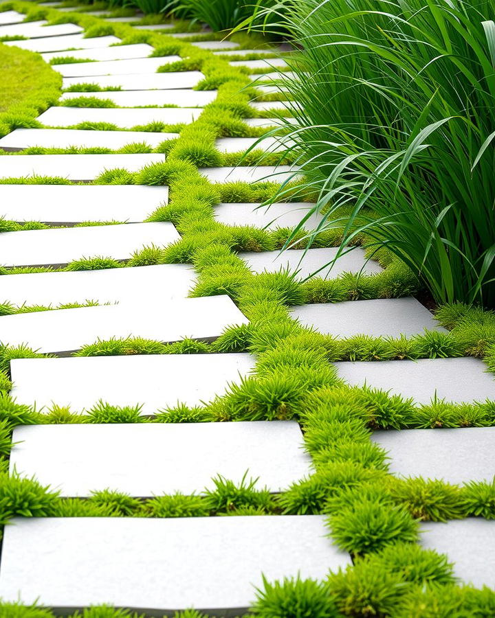 Stepping Stones with Grass for a Balanced Look