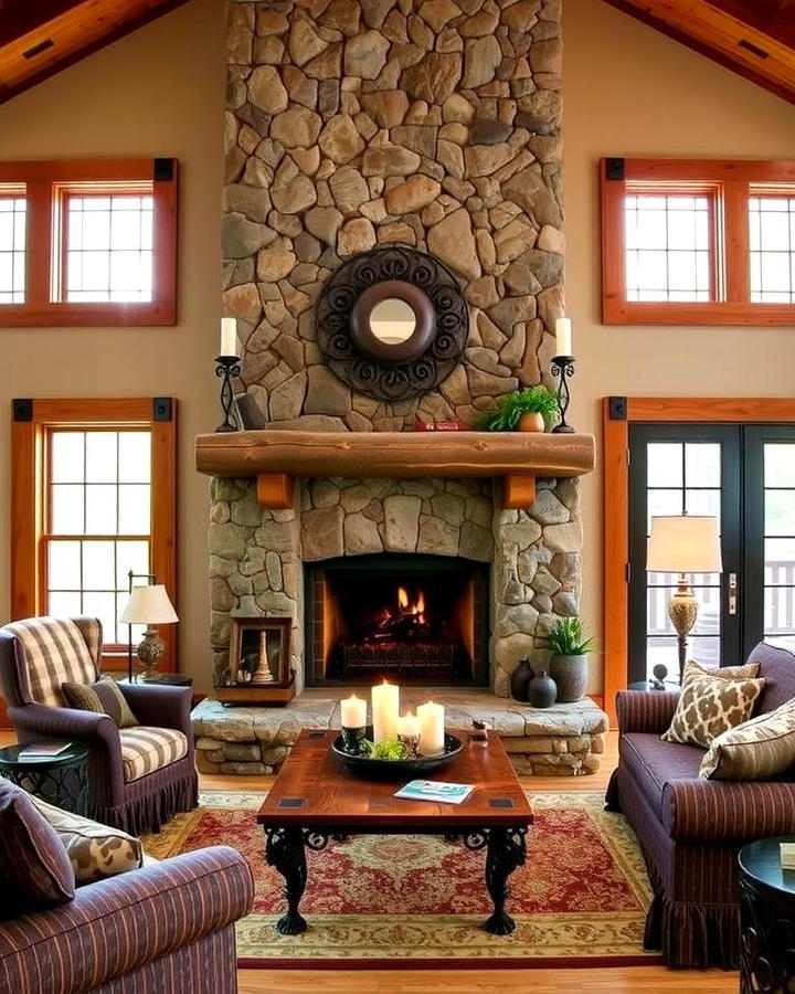 Stone Fireplace Centerpiece