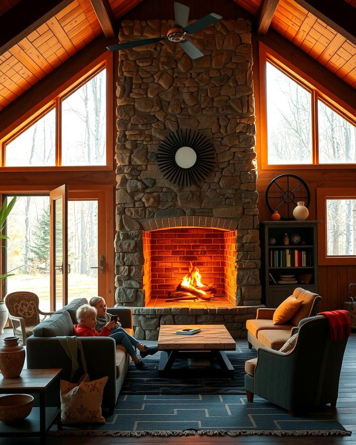 Stone Fireplace for Cozy Gatherings