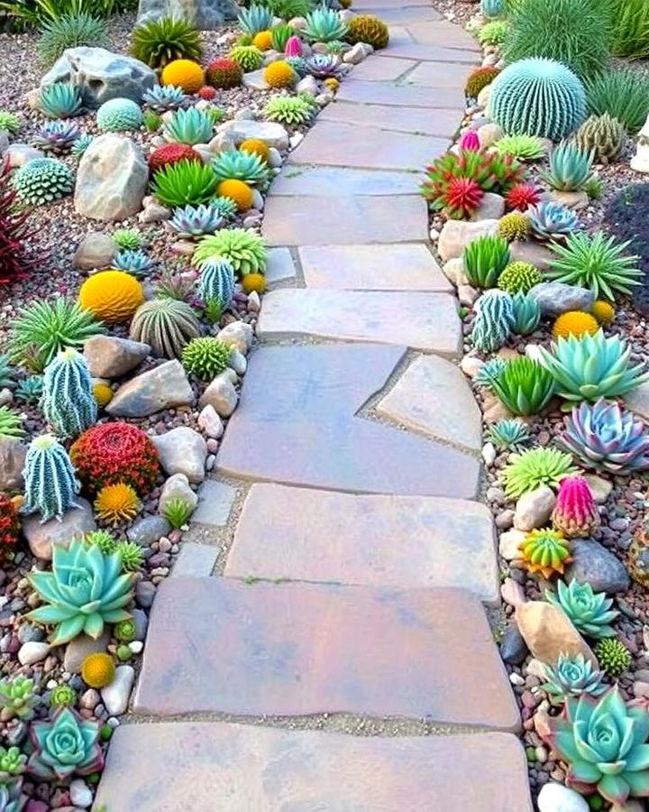 Stone Path with Succulent Borders