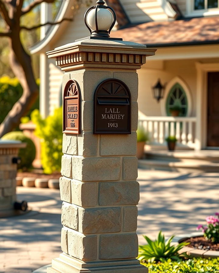 Stone Pillar Mailbox Post