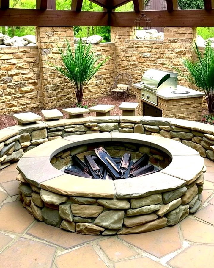 Stone Surround BBQ Pit