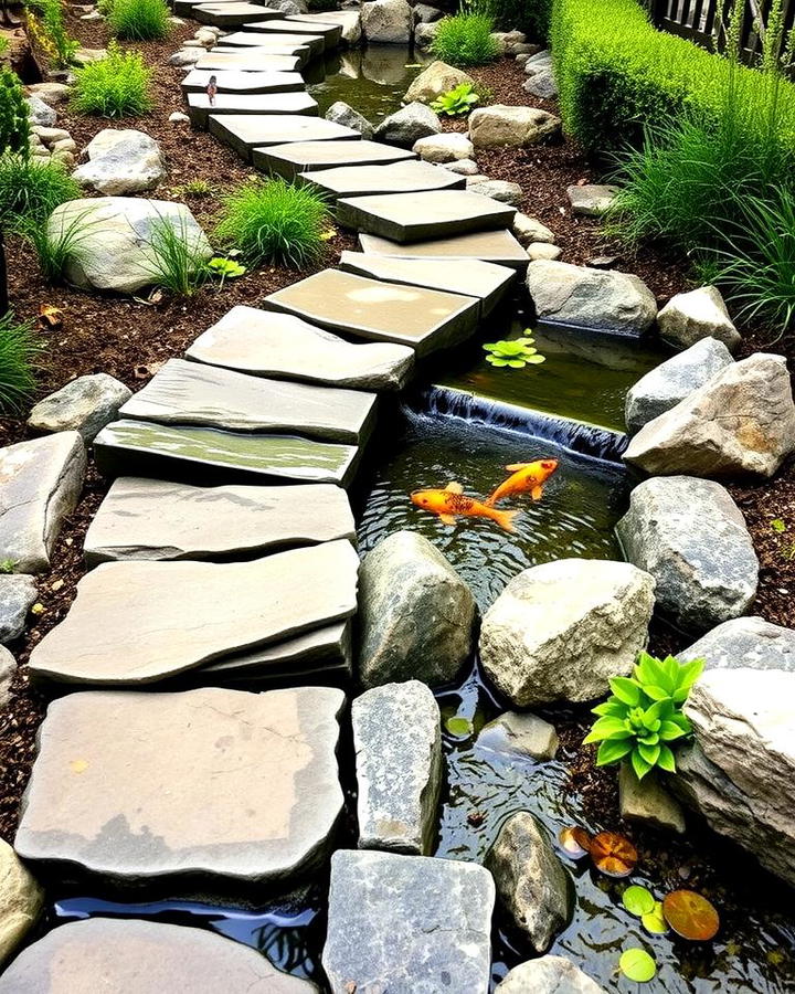 Stone Walkway with Water Features