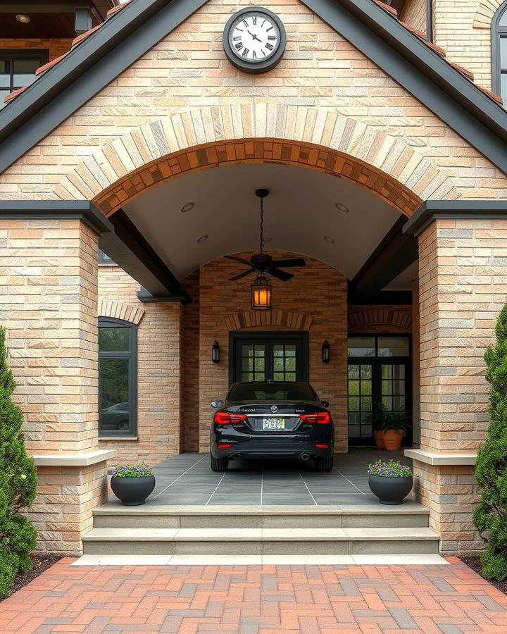 Stone and Brick Car Porch