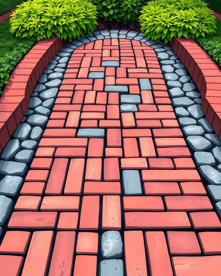 Stone and Brick Combination Walkway