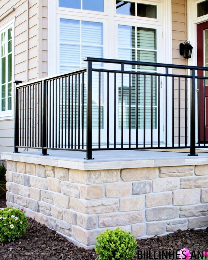 Stone and Metal Combination Railing