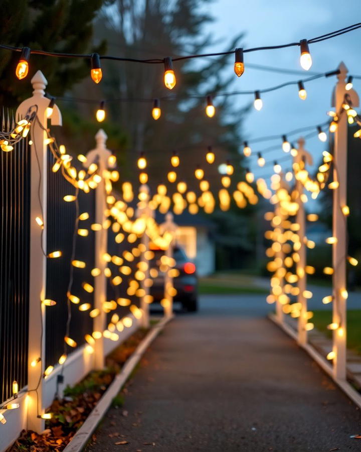 String Lights Along Driveway Edges