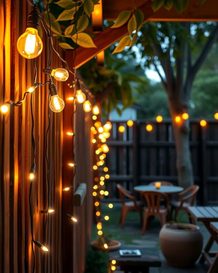 String Lights Along the Fence Line