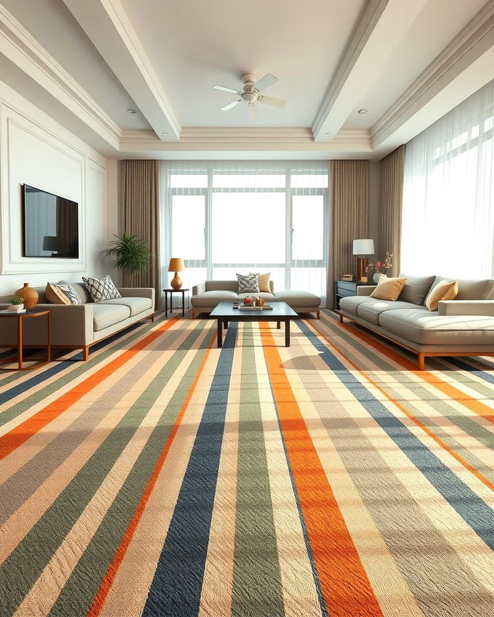 Striped Carpets to Elongate the Room