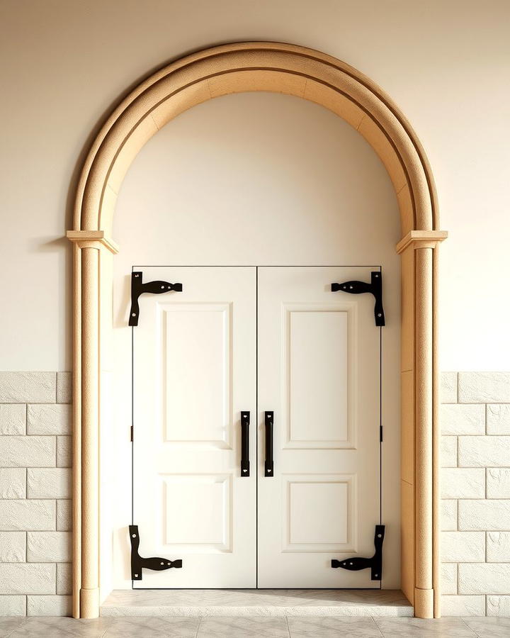 Stucco Framed Doors with Arched Top