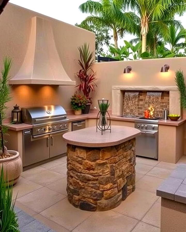 Stucco Kitchen with Water Features