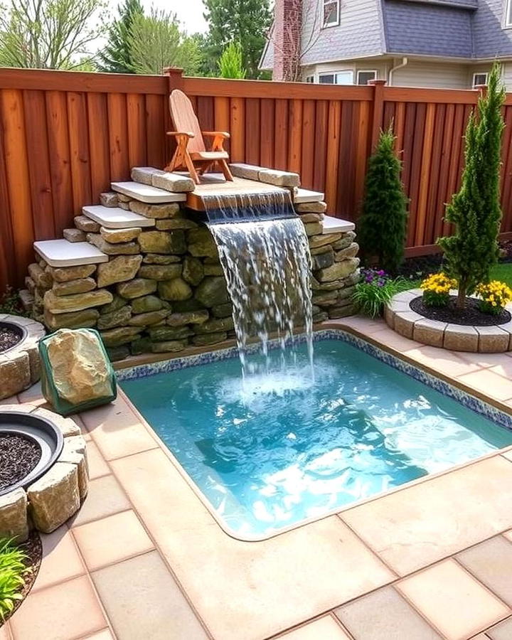 Sunken Hot Tub with Waterfall Feature