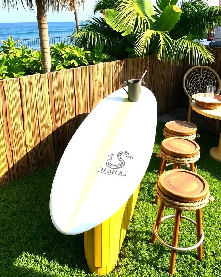 Surfboard Bar Counter for Coastal Appeal