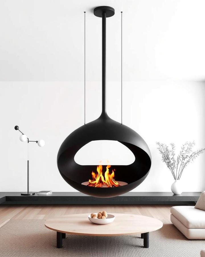 Suspended Fireplace with a Modern Twist