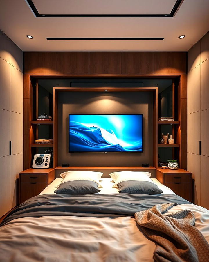 TV Integrated into a Headboard