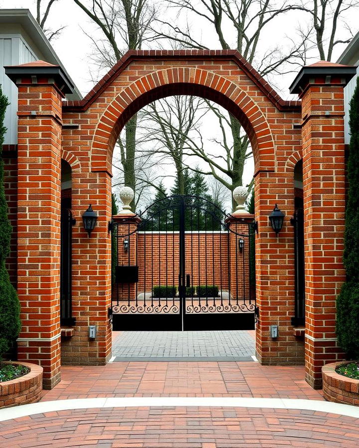 Tall Brick Fence with Decorative Arches