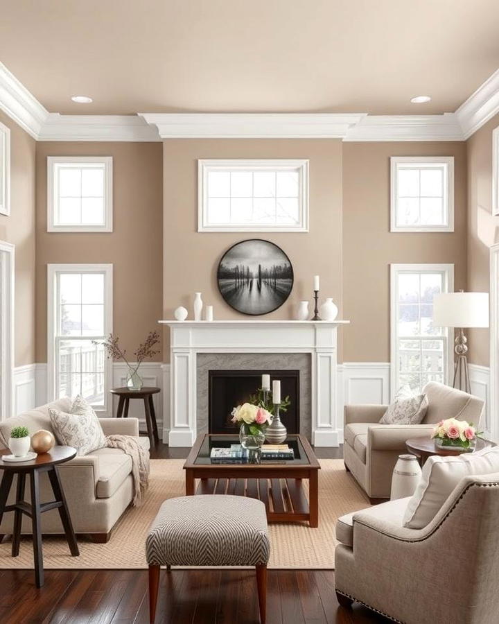 Taupe Walls with White Trim