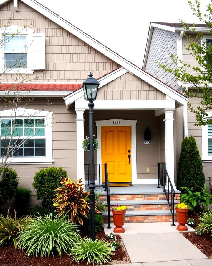 Taupe with Mustard Yellow Door