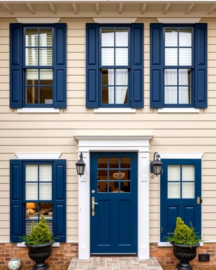 Taupe with Navy Blue Accents