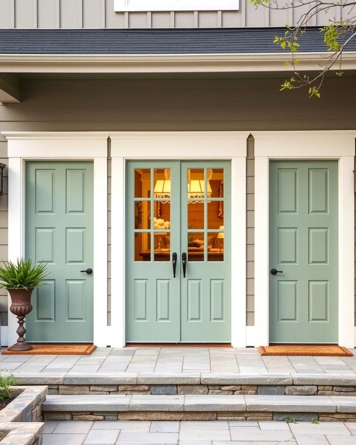 Taupe with Sage Green Doors