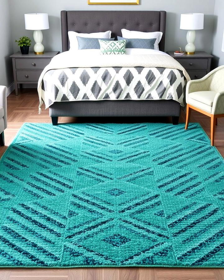 Teal Area Rug with Grey Accents