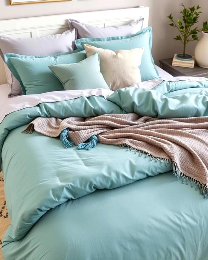 Teal Comforter with Grey Sheets