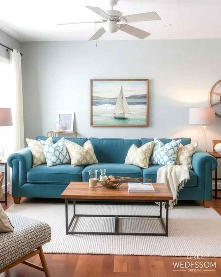 Teal Couch with Coastal Vibes