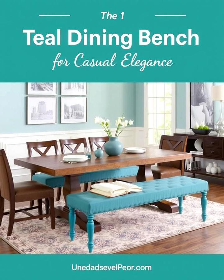 Teal Dining Bench for Casual Elegance