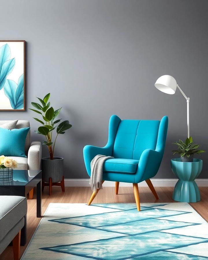 Teal Feature Chair with Grey Backdrop