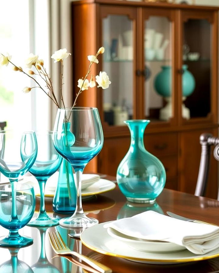 Teal Glassware for Subtle Hints