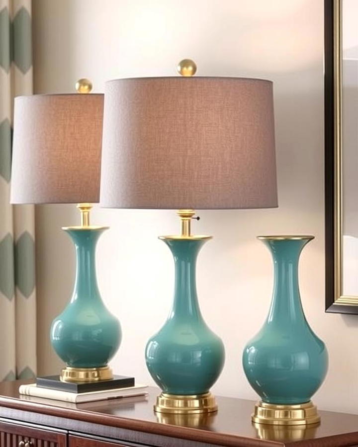 Teal Lamps with Grey Shade