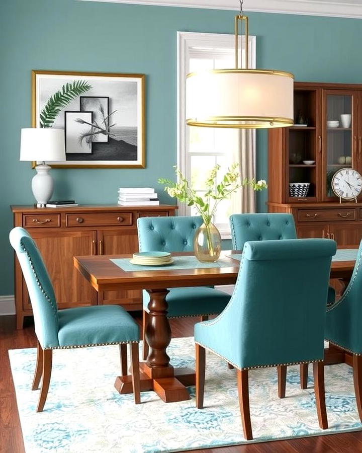 Teal Upholstered Dining Chairs