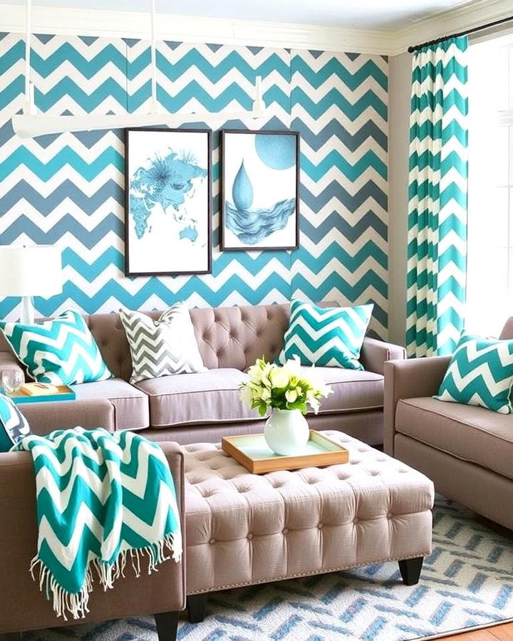 Teal and Grey Chevron Accents