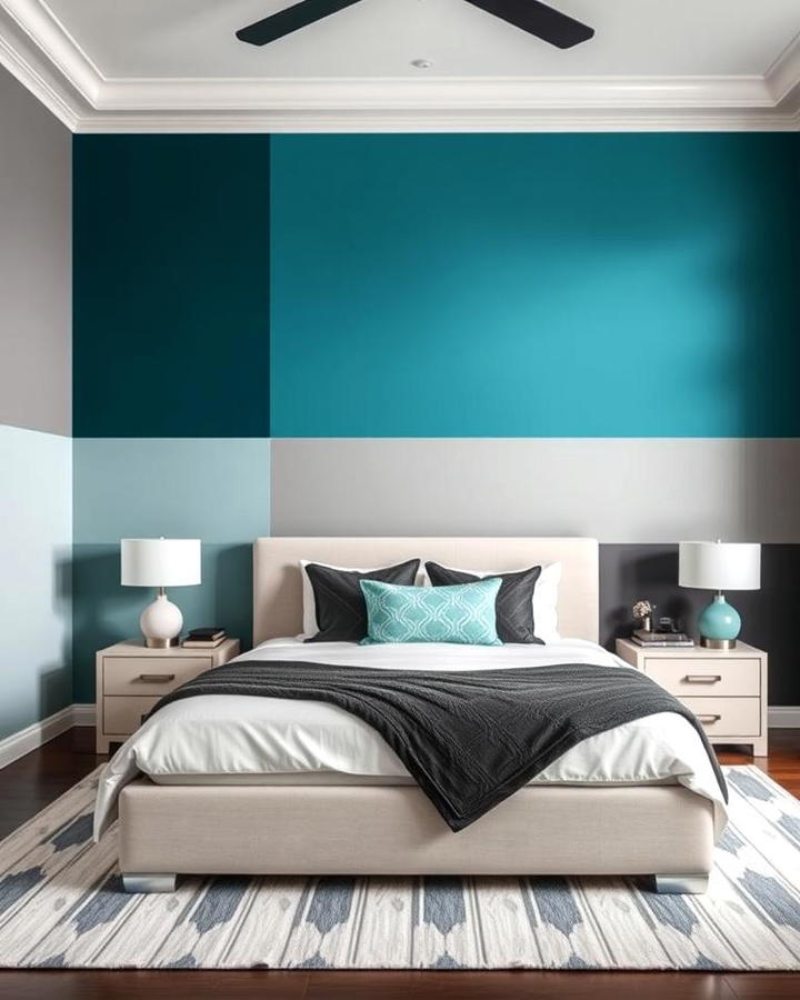 Teal and Grey Color Blocked Walls