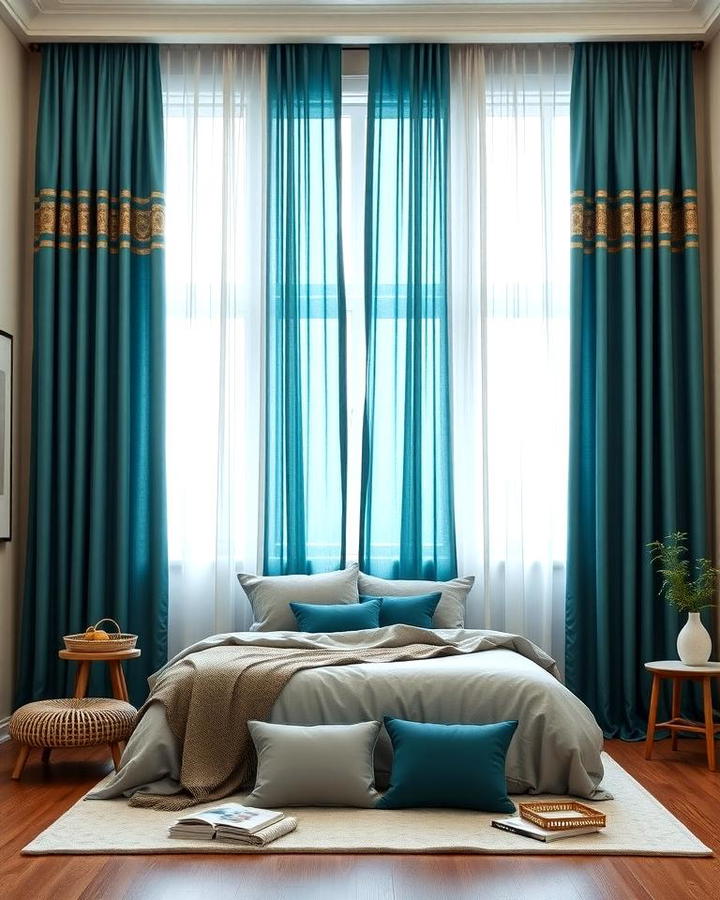 Teal and Grey Curtains for a Cohesive Look