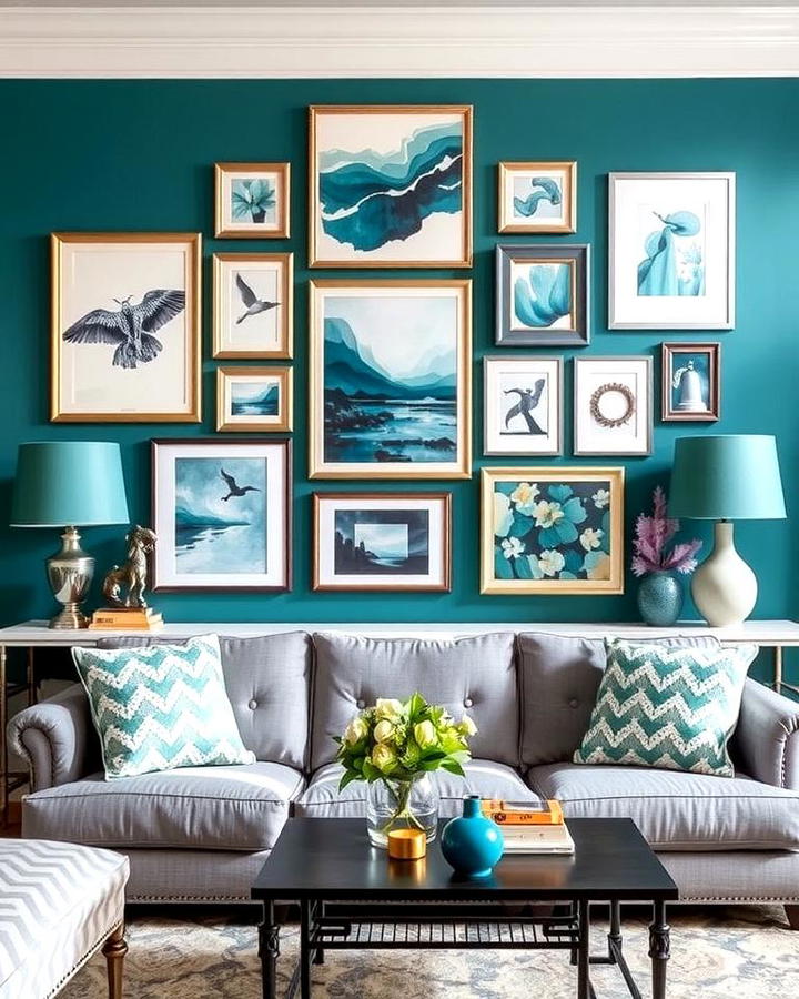 Teal and Grey Gallery Wall